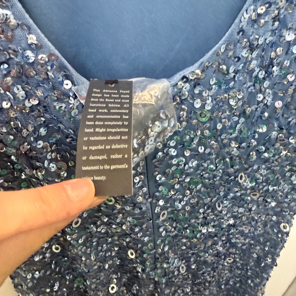 NWT Adrianna Papell Elegant Blue Sequin Dress in Nile - Picture 7 of 8